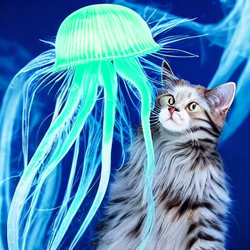 Image similar to a jellyfish - cat - hybrid, animal photography