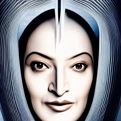 Prompt: woman face as zaha hadid architecture photo realistic symmetrical