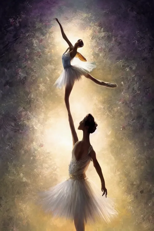 Image similar to prima ballerina, gorgeous, ethereal, intricate, elegant, volumetric lighting, nature scenery, digital painting, highly detailed, artstation, sharp focus, illustration, concept art, clive barker