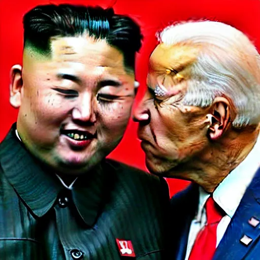 Prompt: Joe Biden Kissing Kim Jong Un