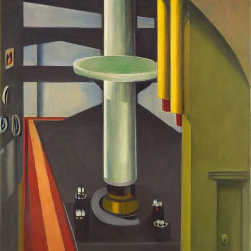 Image similar to reactor core, dystopian, pj crook, edward hopper, oil on canvas