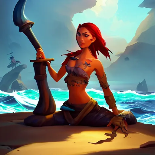 Image similar to jack the pirate mermaid on sea of thieves game avatar hero, behance hd by jesper ejsing, by rhads, makoto shinkai and lois van baarle, ilya kuvshinov, rossdraws global illumination