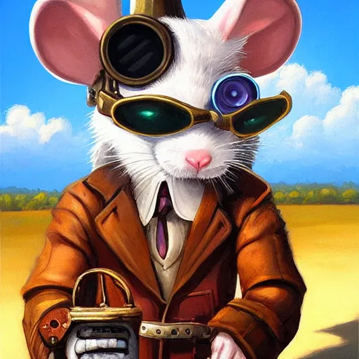 Image similar to a rat with steampunk googles, by RHADS