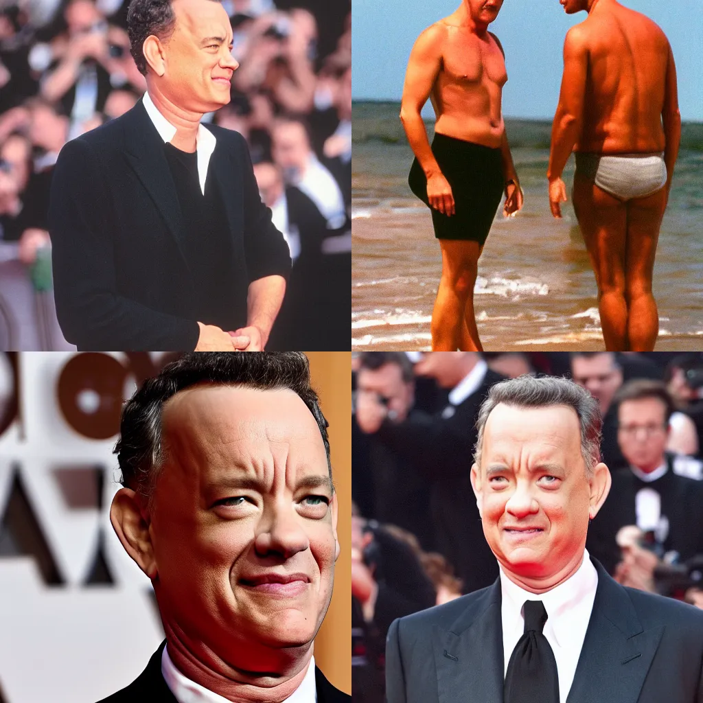 Prompt: press photo of tom hanks 🍑