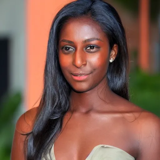 Image similar to feminine looking, darker skin by one tone, attractive neck, dimples