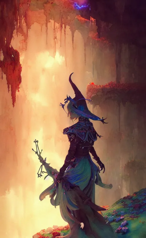 Prompt: elf witch knight. intricate, amazing composition, colorful watercolor, by ruan jia, by maxfield parrish, by marc simonetti, by hikari shimoda, by robert hubert, by zhang kechun, illustration, gloomy, volumetric lighting, fantasy