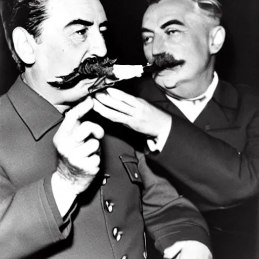 Image similar to stalin smoking french fries