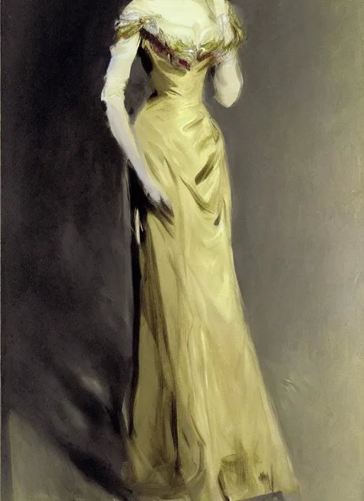 Image similar to portrait of cate blanchett in evening dress, by john singer sargent