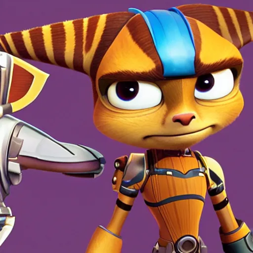 Prompt: ratchet and clank designed by proud family animator bruce w. smith