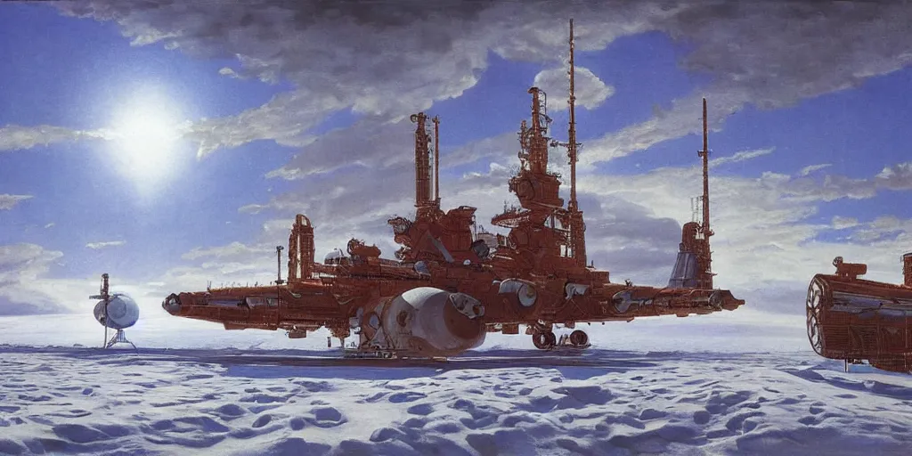 Image similar to soviet space station in the arctic by asher brown durand, tyler edlin, ivan shishkin,