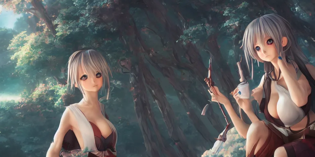 Image similar to fantasy anime girl, unreal 5, hyperrealistic, realistic, photorealistic, dynamic lighting, highly detailed, cinematic landscape, studio landscape, studio lighting