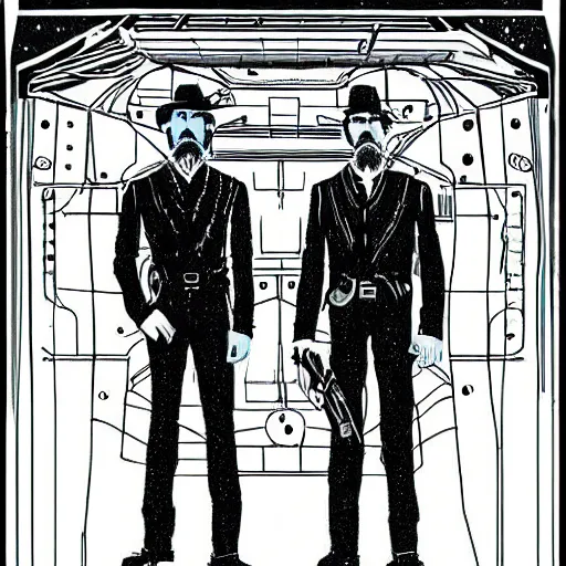 hand drawn image of wyatt earp and doc holliday | Stable Diffusion ...