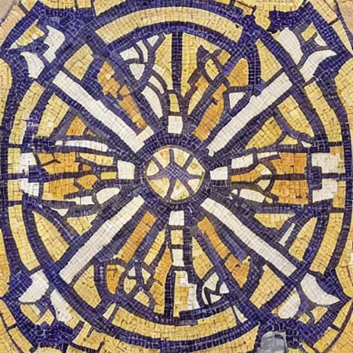 Image similar to beautiful roman mosaic of mc escher tiles, detailed, intricate