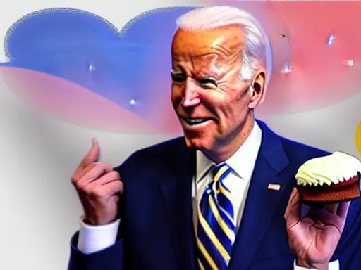 Image similar to Joe Biden in the icu with a man throwing a cupcake at him