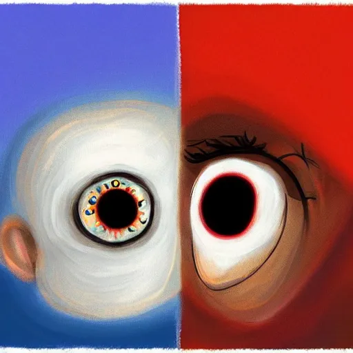 Prompt: giant eyeballs disguised as noses, digital painting