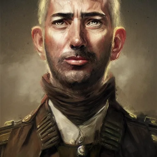 Image similar to historical portrait of jose de san martin, colourised, face portrait, epic, tragic, hd shot, digital portrait, beautiful, artstation, comic style, by artgerm, guy denning, jakub rozalski, magali villeneuve and charlie bowater