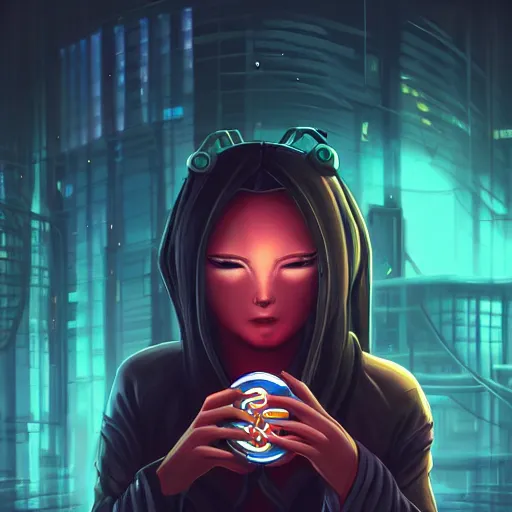 Prompt: a digital painting of a woman holding a circular object, cyberpunk art by cyril rolando, featured on cgsociety, fantasy art, wiccan, steampunk, reimagined by industrial light and magic