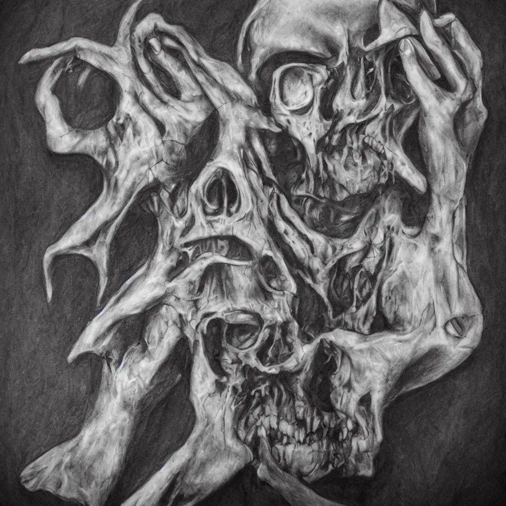 Prompt: charcoal macabre art