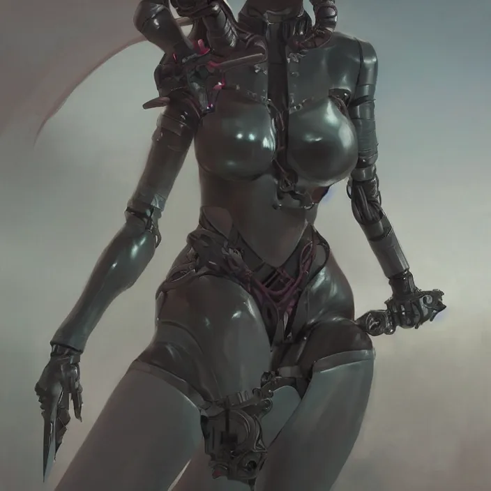 Prompt: dominatrix assassin robot, matriarchy, hyper feminine, extremely detailed, sharp focus, pastel, intricate, realistic, smooth, volumetric lighting, digital painting, by greg rutkowski, by roger dean