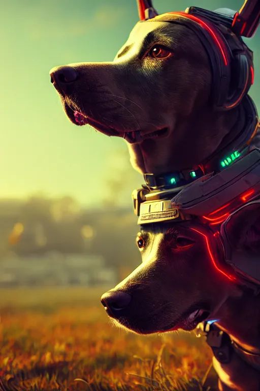 Prompt: cyborg dog, ultra hd, Painted By Alena Aenami, unreal 5, DAZ, hyperrealistic, octane render, dynamic lighting, intricate detail, summer vibrancy, cinematic