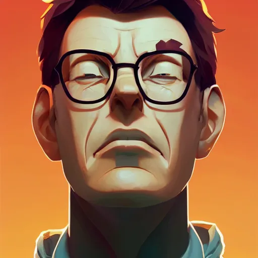 Image similar to face icon stylized minimalist michael crichton, loftis, cory behance hd by jesper ejsing, by rhads, makoto shinkai and lois van baarle, ilya kuvshinov, rossdraws global illumination