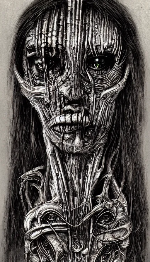 Prompt: portrait of a digital shaman, by hr giger