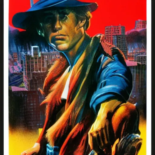 Prompt: uhd photorealistic picture, movie poster by bob peak about pig man save city, fine details, highly detailed, intricate, fine facial proportionate, fine body proportionate, smooth sharp focus