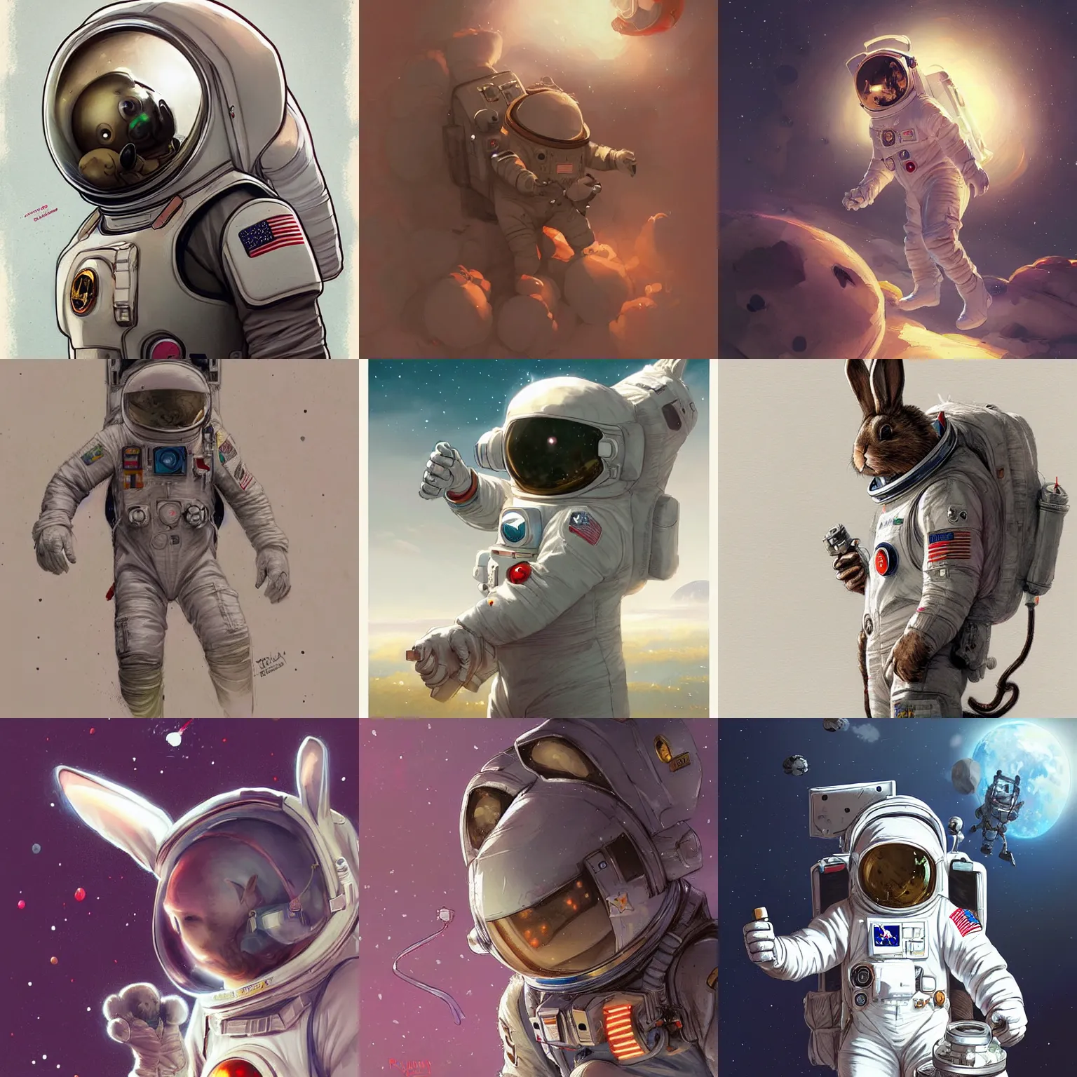 Prompt: bunny astronaut by rossdraws and greg rutkowski, detailed, midjourney