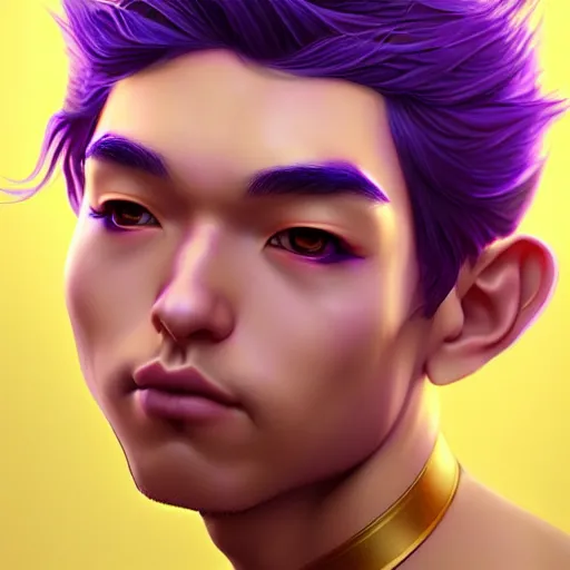 Image similar to fairy prince, gold on purple, by artgerm and eko nugroho, trending on artstation