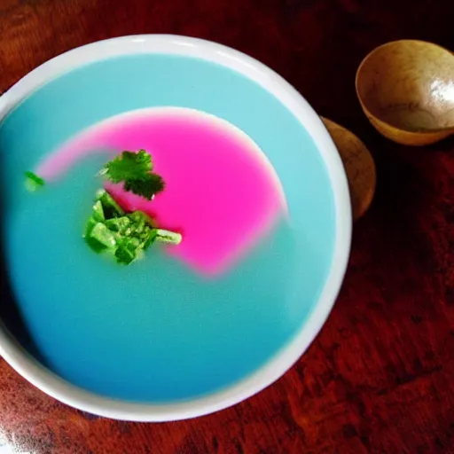 Image similar to a cyan and pink soup.