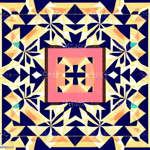 Image similar to vector art geometric quilt pattern block symmetrical