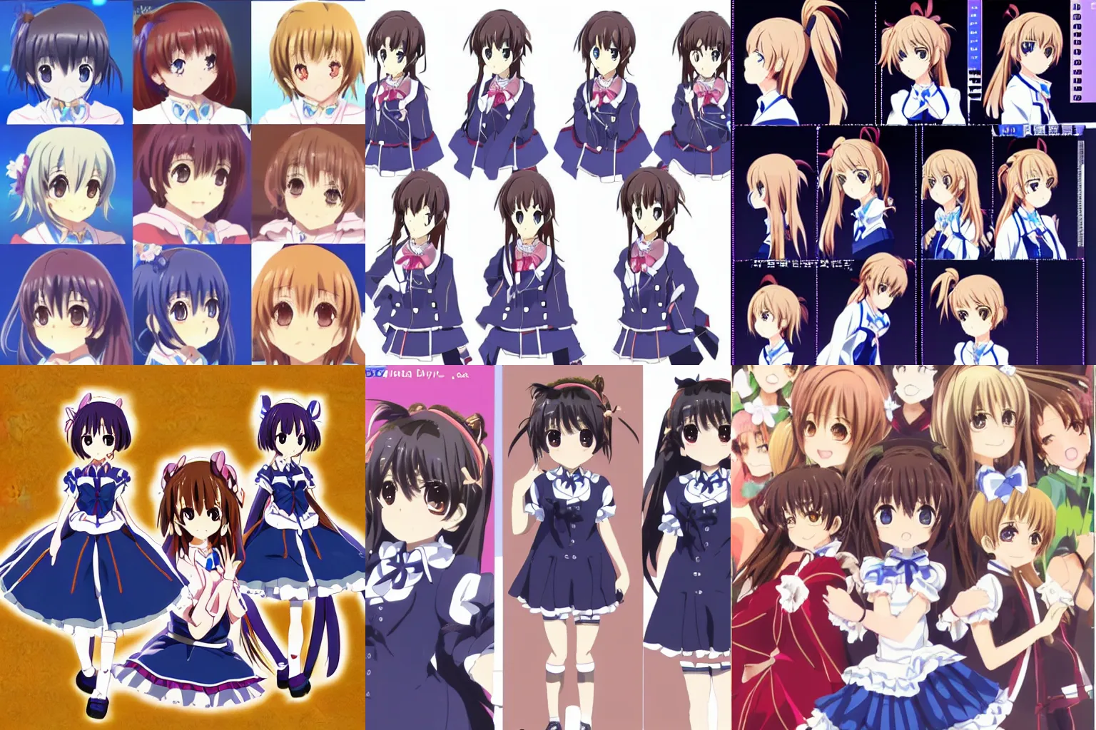 Prompt: kyoani anime girl character design