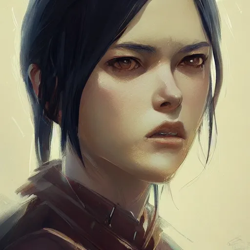Prompt: portrait of a woman by greg rutkowski, mikasa ackerman from attack on titan, she is about 2 0 years old, highly detailed portrait, digital painting, artstation, concept art, smooth, sharp foccus ilustration, artstation hq