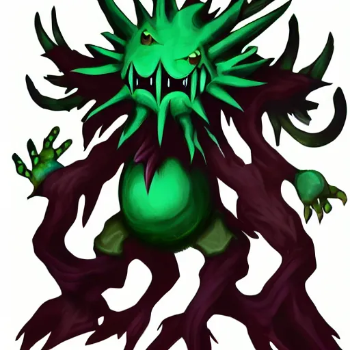 Image similar to kuriboh as a monster, art style, scary atmosphere, nightmare - like dream