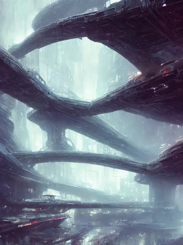 Prompt: concept art of an enormous bridge leading into a gigantic sci - fi white dome, grimy, gritty, blade runner 2 0 4 9, trending on artstation, award winning painting, cgi, art by john berkey and anton fadeev and john howe and simon stalenhag