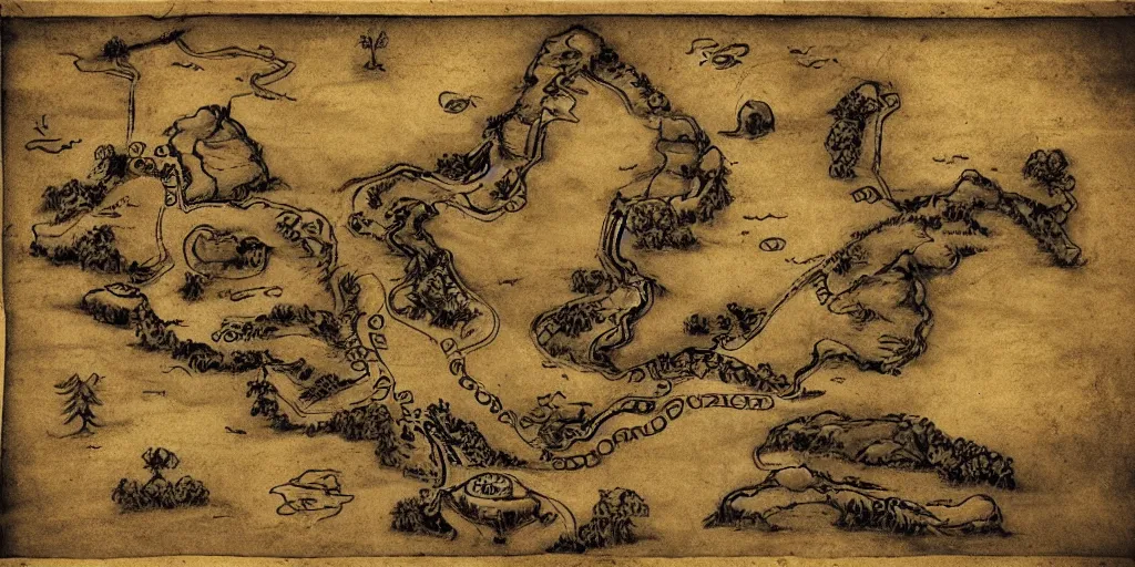 Image similar to a very detailed treasure map