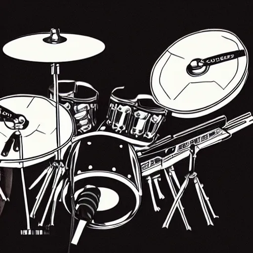 Image similar to a technical diagram representing the ideal way to mic a drum kit,