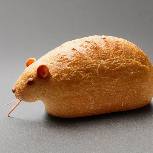 Prompt: rat made out of bread