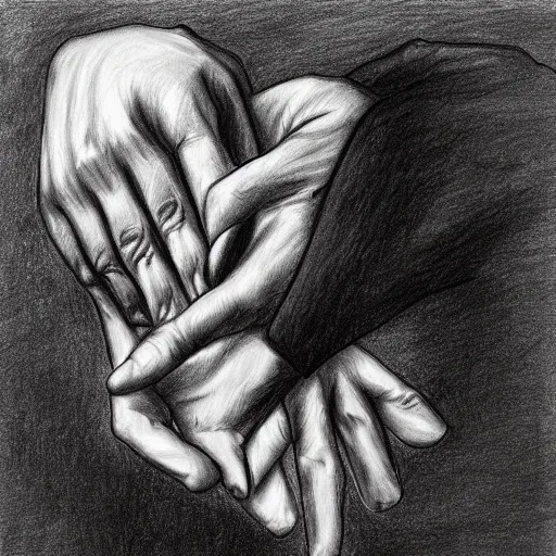 Image similar to a drawing of two hands ripping a broken heart, sadness, dark ambiance, an album cover by Godfrey Blow, featured on deviantart, lyco art, artwork, photoillustration, poster art