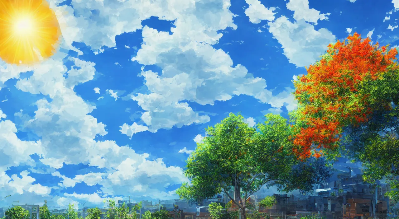 Prompt: rain without clouds, blue sky, sun, saturated colors, hyper detailed photorealistic