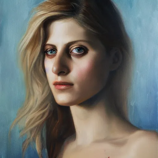 Image similar to oil painting of melanie laurent by sophie anderson, tony sart, anato finnstark, randy vargas