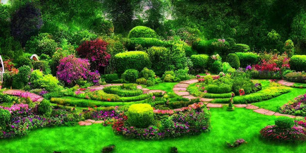 Prompt: an excellent garden in village, digital art, 8 k resolution, hasselblad photo