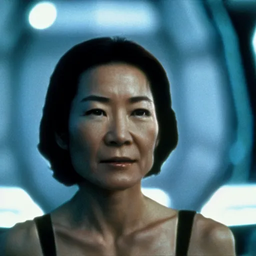 Prompt: michelle yeoh playing as luke sywalker in star wars ( 1 9 7 7 ) sharp focus, shallow depth of field, 4 k editorial photograph, cinematic lighting