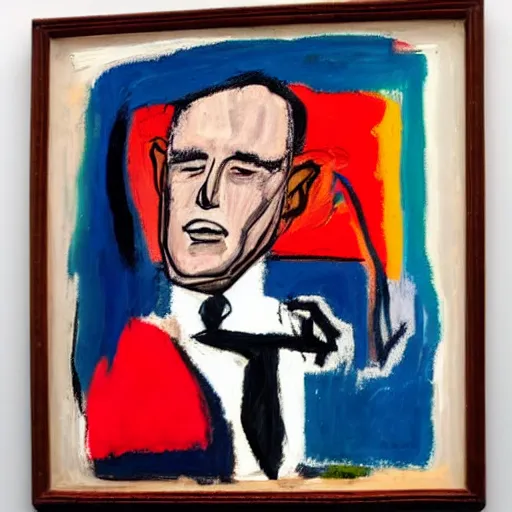 Image similar to portrait of rudy giuliani, painting by basquiat