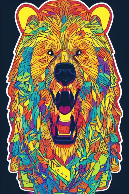 Image similar to portrait of a war bear, art by kiko rodriguez, sticker, colorful, illustration, highly detailed, simple, smooth and clean vector curves, no jagged lines, vector art, smooth