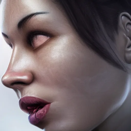 Image similar to hyperrealistic portrait of beautiful mixed race woman, angry, shouting, photo realistic, dynamic lighting, artstation, poster, volumetric lighting, very detailed face, 4 k, award winning