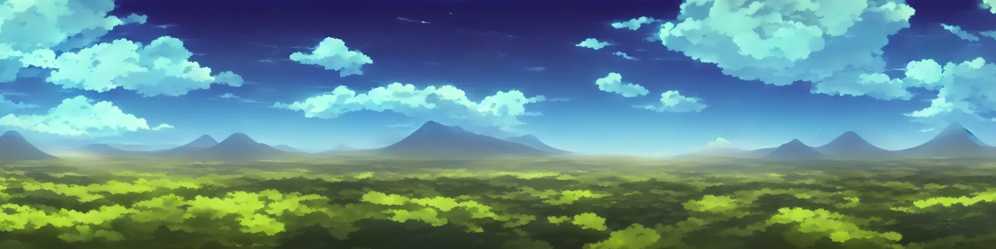 Prompt: panorama view of the sky. matte painting, anime, studio ghibli. professional digital painting, artstation, concept art, smooth, beautiful, cinematic