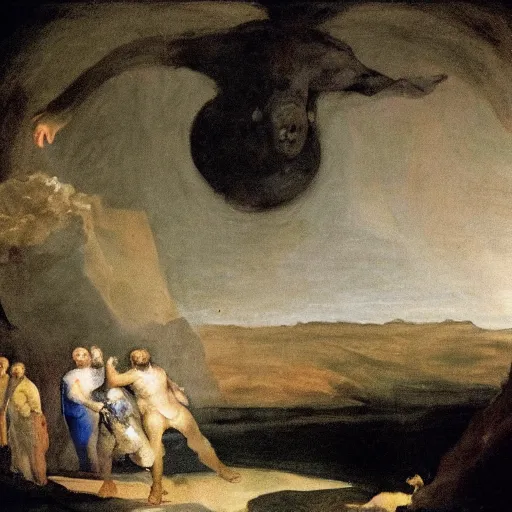 Prompt: elon musk losing everything, a fresco by francisco goya