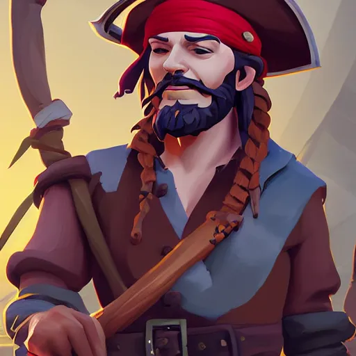 Image similar to painting jack the pirate on sea of thieves game avatar hero smooth face median photoshop filter cutout vector behance hd by jesper ejsing, by rhads, makoto shinkai and lois van baarle, ilya kuvshinov, rossdraws, illustration, art by ilya kuvshinov and gustav klimt