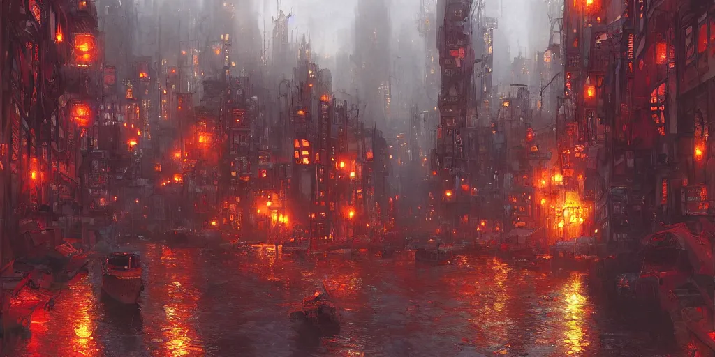 Prompt: new jack cityscape after the fall by Marc simonetti and Pamela Coleman smith, red light district